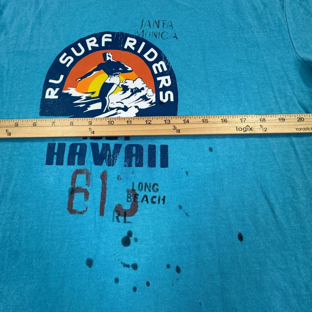 Polo Ralph Lauren Men's Large Blue Hawaii Surf Riders Graphic Tee Classic Fit